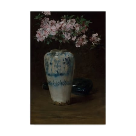 William Merritt Chase 'Pink Azaleas In Chinese Vase' Canvas Art,30x47